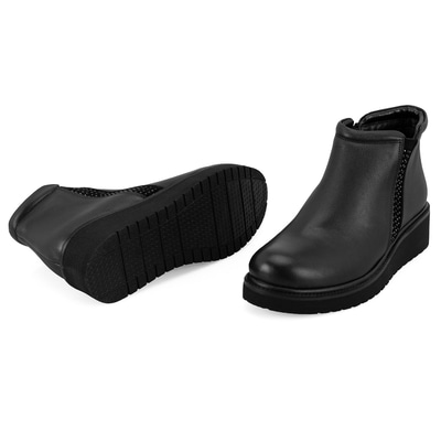 Paulina Siyah Kadın DesaComfort Lastikli Deri Bot