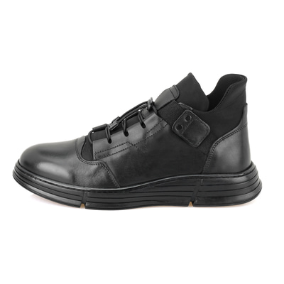 Pavel Siyah Erkek Bağcıklı Deri Bot