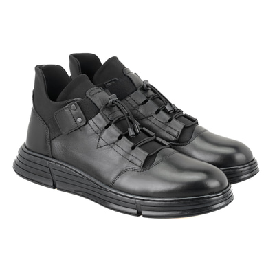 Pavel Siyah Erkek Bağcıklı Deri Bot