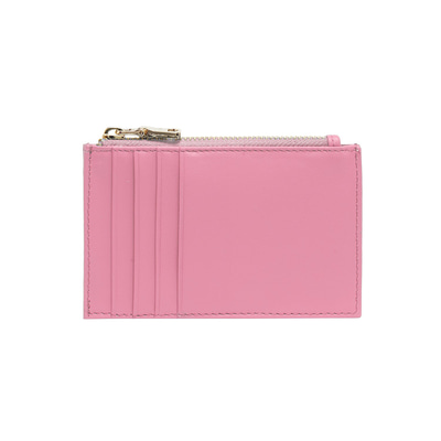 Pembe Fermuarlı Deri Kartlık