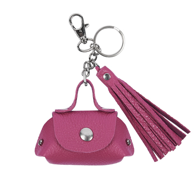 Pembe Mini Deri Anahtarlık