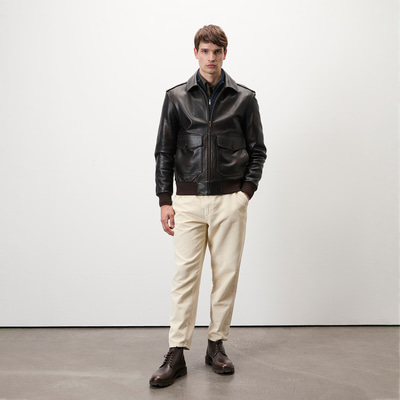 Piero Koyu Gri Erkek Deri Bomber Ceket