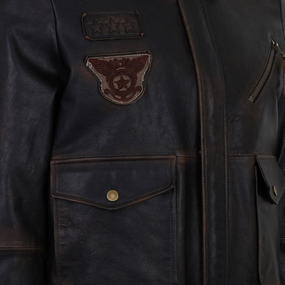 Pietto Kahve Erkek Vintage Deri Biker Ceket