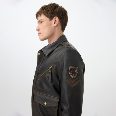 Pietto Kahve Erkek Vintage Deri Biker Ceket