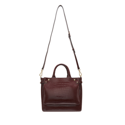 Plante Bordo Kadın Kroko Baskılı Deri El Çantası