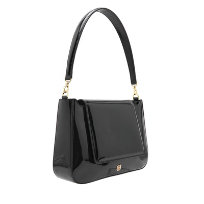 Poppy Siyah Kadın Rugan Deri Omuz Çantası 