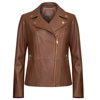 Rania Taba Kadın Vintage Deri Biker Ceket