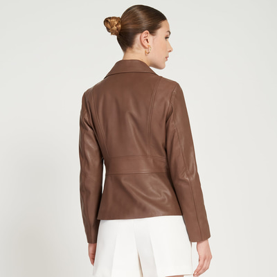 Rania Taba Kadın Vintage Deri Biker Ceket