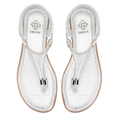 Regan Beyaz Kadın Parlak Taş Detaylı Parmak Arası Sandalet