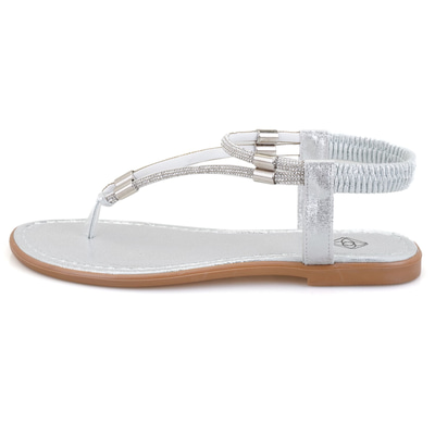 Regan Beyaz Kadın Parlak Taş Detaylı Parmak Arası Sandalet