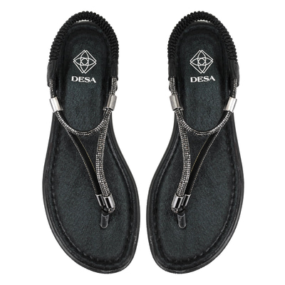 Regan Siyah Kadın Parlak Taş Detaylı Parmak Arası Sandalet