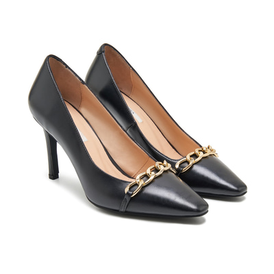 Renee Siyah Kadın Zincir Detaylı Deri Klasik Ayakkabı