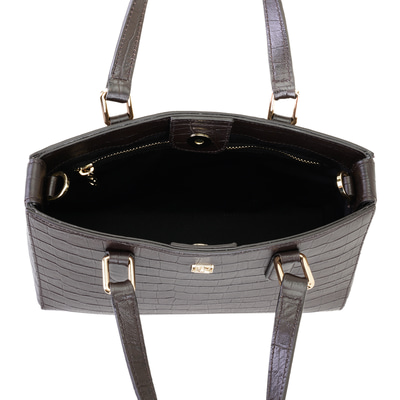 Rieka Kahve Kadın Kroko Baskılı Deri El Çantası