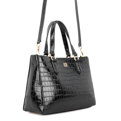 Rieka Siyah Kadın Kroko Baskılı Deri El Çantası