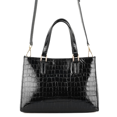 Rieka Siyah Kadın Kroko Baskılı Deri El Çantası