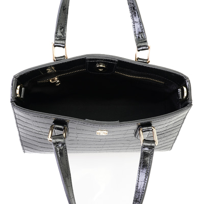 Rieka Siyah Kadın Kroko Baskılı Deri El Çantası