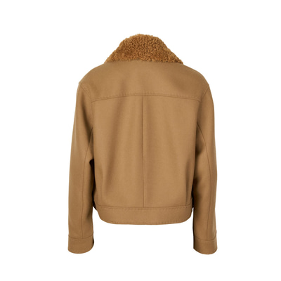 Rigella Kahve Yakası Kürklü Kadın Biker Ceket