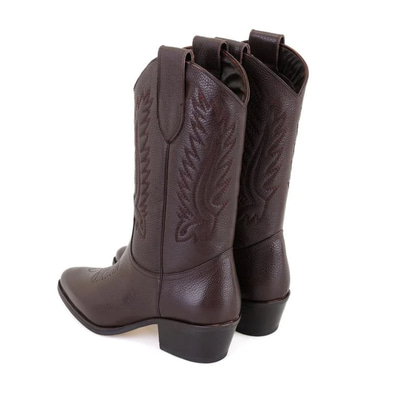 Rio Kahve Kadın Desenli Deri Kovboy Çizmesi