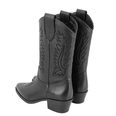 Rio Siyah Kadın Desenli Deri Kovboy Çizmesi