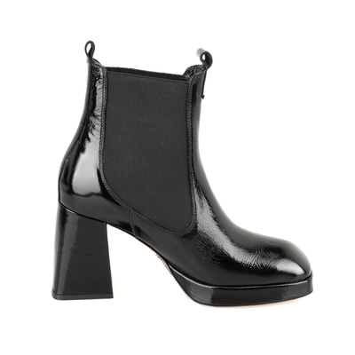 Rosemary Siyah Kadın Lastikli Topuklu Deri Bot