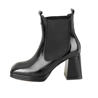 Rosemary Siyah Kadın Lastikli Topuklu Deri Bot