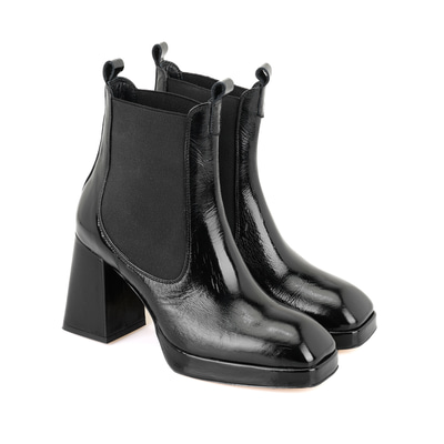 Rosemary Siyah Kadın Lastikli Topuklu Deri Bot