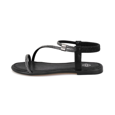 Rosmen Siyah Kadın Parlak Taş Detaylı Sandalet