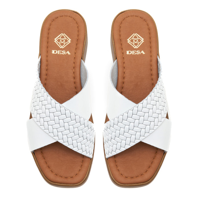 Ross Beyaz Kadın Deri Terlik