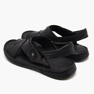 Sabu Siyah Erkek Deri Sandalet