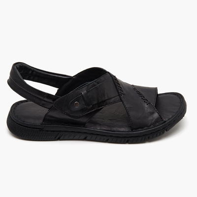 Sabu Siyah Erkek Deri Sandalet