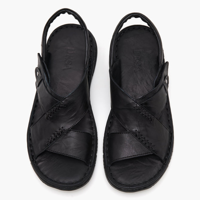 Sabu Siyah Erkek Deri Sandalet