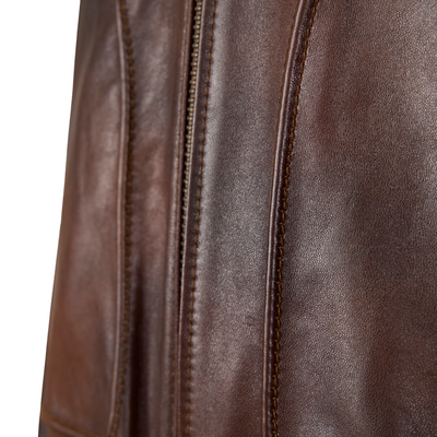 Safira Kahve Erkek Kürk Yakalı Deri Ceket