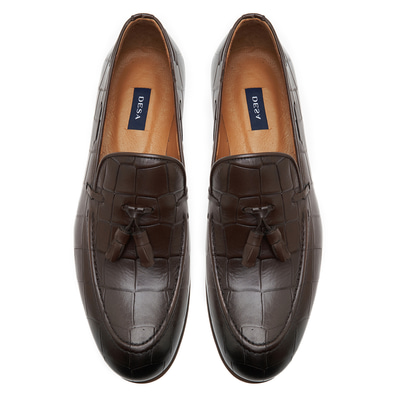 Samuel Kahve Erkek Kroko Baskılı Deri Klasik Ayakkabı