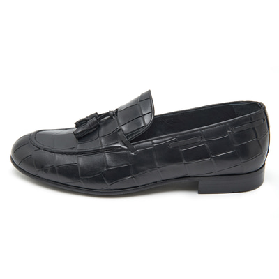 Samuel Siyah Erkek Kroko Baskılı Deri Klasik Ayakkabı