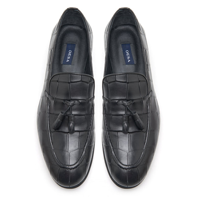 Samuel Siyah Erkek Kroko Baskılı Deri Klasik Ayakkabı