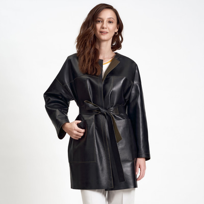 Sandra Kadın Çift Taraflı Deri Pardösü