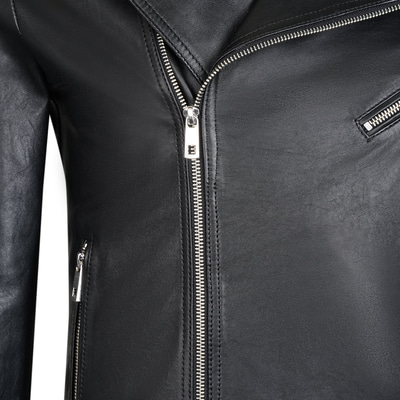 Santo Siyah Erkek Deri Biker Ceket