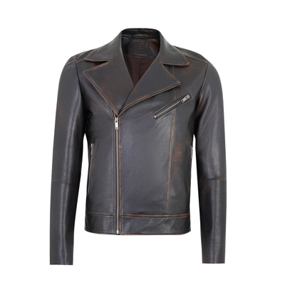 Santo Siyah Erkek Vintage Deri Ceket