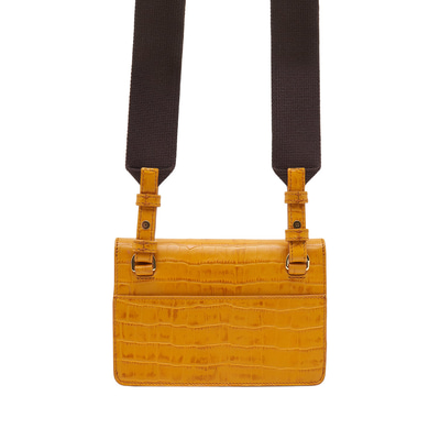 Sarı Fels Kadın Kroko Baskılı Deri Omuz Askılı Çanta