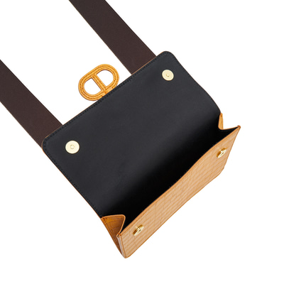 Sarı Fels Kadın Kroko Baskılı Deri Omuz Askılı Çanta