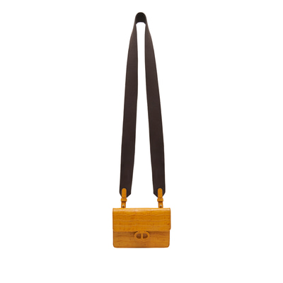 Sarı Fels Kadın Kroko Baskılı Deri Omuz Askılı Çanta