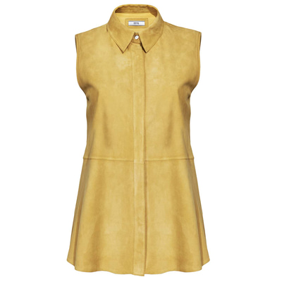 Sarı Suma Kadın Kolsuz Süet Gömlek