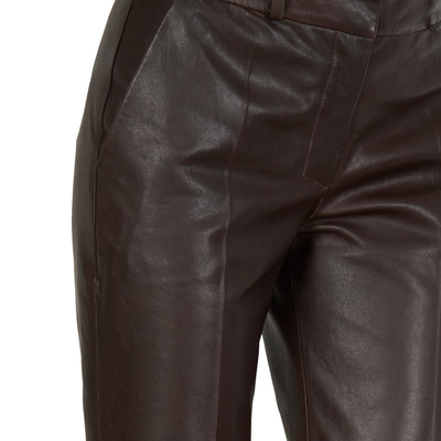 Setron Kahve Kadın Deri Pantolon