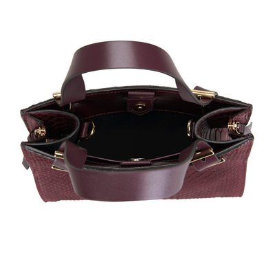 Seven Small Bordo Kadın Yılan Derisi Omuz Çantası