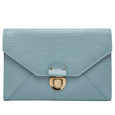Sharon Mavi Kadın Kroko Baskılı Deri Portföy Çanta