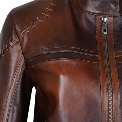 Sheilah Kahve Kadın Vintage Deri Ceket