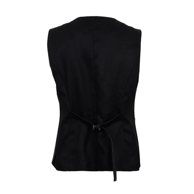 Siena Siyah Kadın Deri Keten Yelek/Bluz