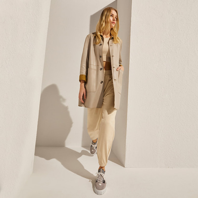 Simonetta Kadın Çift Taraflı Deri Pardösü