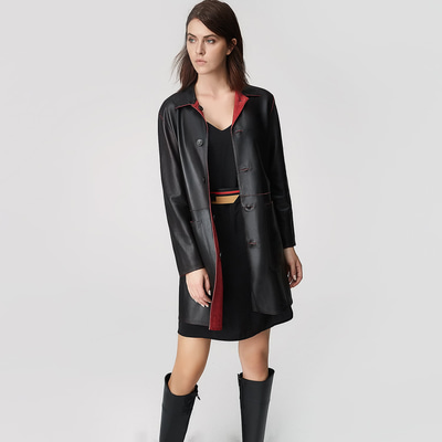 Simonetta Kadın Çift Taraflı Deri Pardösü
