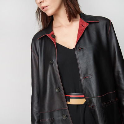 Simonetta Kadın Çift Taraflı Deri Pardösü